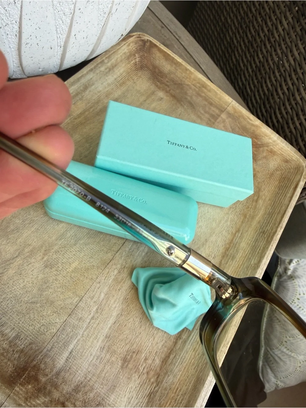 Auth Tiffany & Co Blue-light/non-RX eyeglasses TF 2070-b 8124 blue & rhinestones